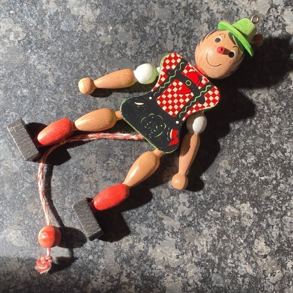 Vintage Marionette Austria Puppet Pull String Toy Dancing in Lederhosen